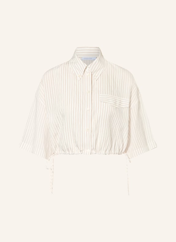 PATRIZIA PEPE Cropped-Hemdbluse WEISS / BRAUN