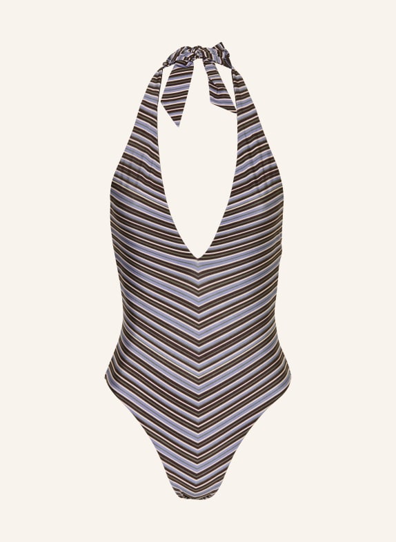 JETS Australia Maillot de bain dos nu réversible LAELIA MARRON FONCÉ / ÉCRU / BLEU CLAIR