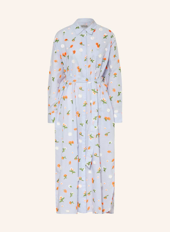 ESSENTIEL ANTWERP Robe chemise JAMANNA ornée de strass BLEU CLAIR / ORANGE FLUO / BLANC