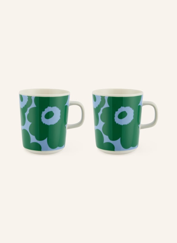marimekko 4dílná snídaňová sada OIVA/UNIKKO ZELENÁ / KRÉMOVÁ / TMAVĚ MODRÁ