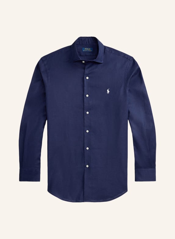 POLO RALPH LAUREN Lněná košile Custom Fit TMAVĚ MODRÁ