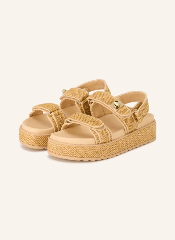 STEVE MADDEN BIGMONA Platform Sandals LIGHT BROWN / GOLD / BEIGE