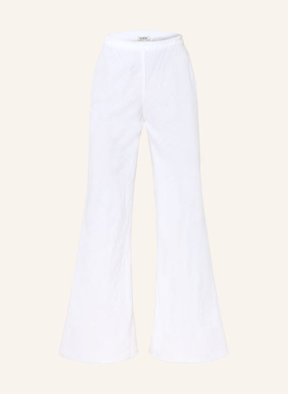 SoSUE JOANNA-broek met bootcut van linnen WIT
