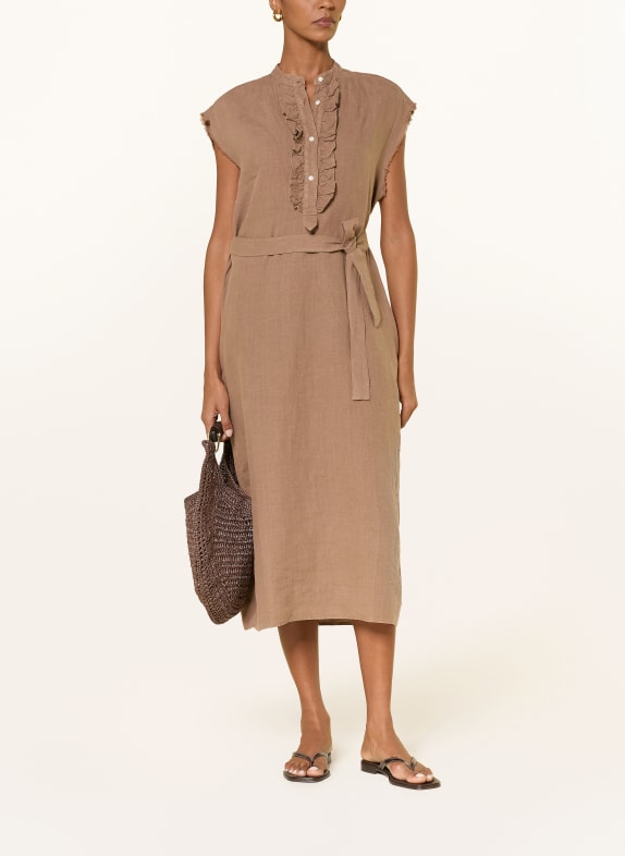 SoSUE Linen dress with ruffles KHAKI