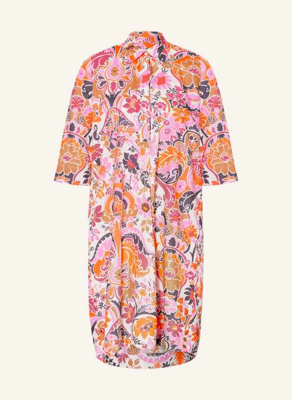 rossana diva Robe chemise à manches 3/4 ROSE / ORANGE FONCÉ / NOIR