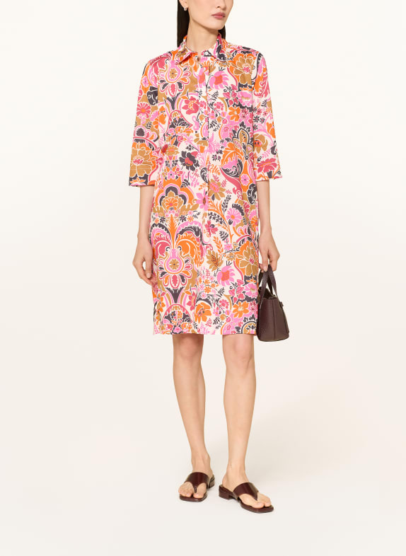 rossana diva Sukienka koszulowa z rękawami 3/4 RÓŻOWY / CIEMNOPOMARAŃCZOWY / CZARNY