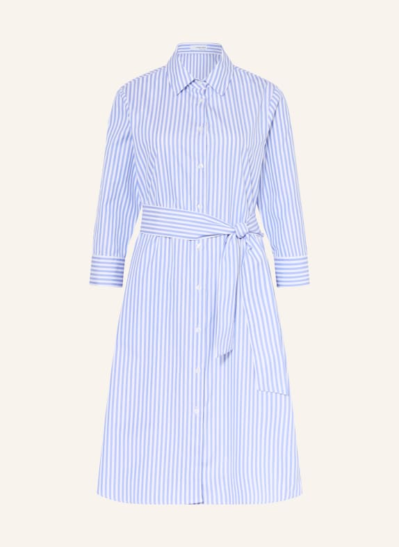 rossana diva Šaty s košilovým límečkem a 3/4 rukávy MODRÁ / BÍLÁ