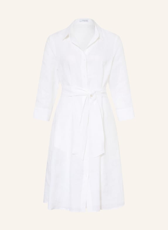 rossana diva Košilové šaty s lněným vzorem a 3/4 rukávy BÍLÁ