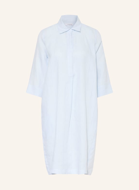 rossana diva Košilové šaty s lněným vzorem a 3/4 rukávy TMAVĚ MODRÁ