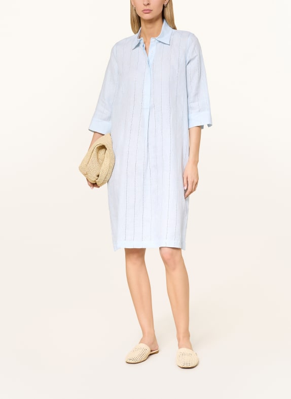 rossana diva Hemdblusenkleid mit Leinen und 3/4-Arm HELLBLAU