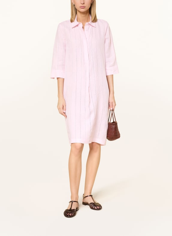 rossana diva Kleid mit Leinen und 3/4-Arm HELLROSA