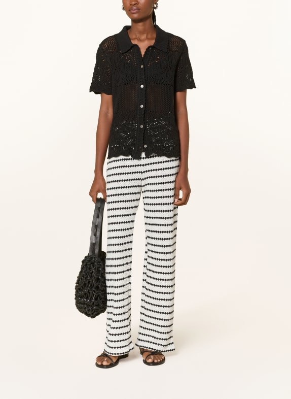 ONLY Gebreide broek WIT / ZWART