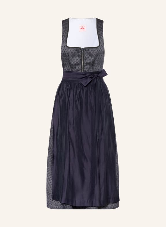 Spieth & Wensky Dirndl HEILBACH TMAVĚ MODRÁ / ŠEDÁ / MODRÁ