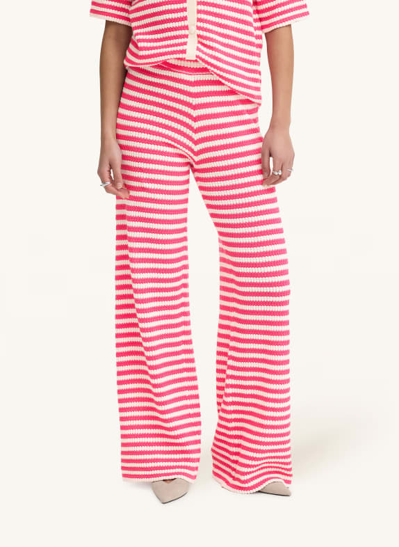 ICHI Gebreide broek IHLORIANNA ROZE / CRÈME
