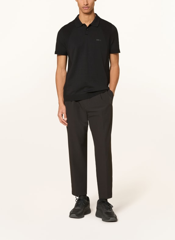 BOSS Strikket poloshirt MOMENTUM LITE  Regular Fit SORT