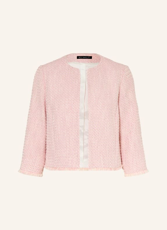 Betty Barclay Blazer en tweed à manches 3/4 et fils pailletés ROSE / CRÈME