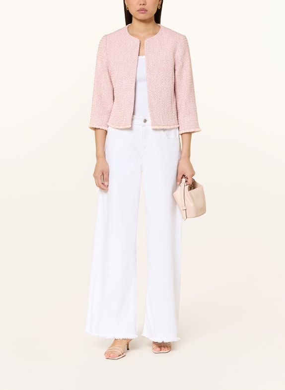 Betty Barclay Tweedblazer met 3/4-mouwen en glinsterend garen ROZE / CRÈME