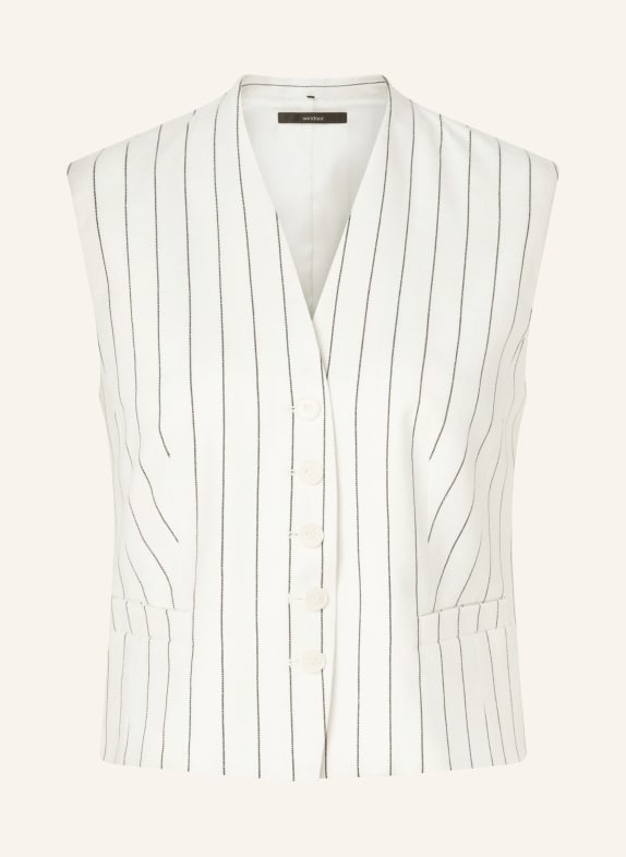 windsor. Sako bez rukávů s lněným vzorem KRÉMOVÁ / ČERNÁ