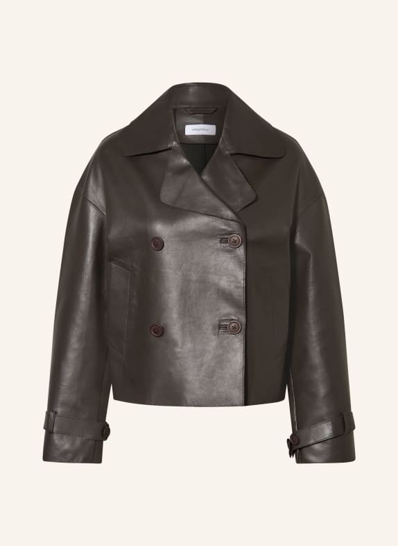 darling harbour Leather jacket CHOCOLATE