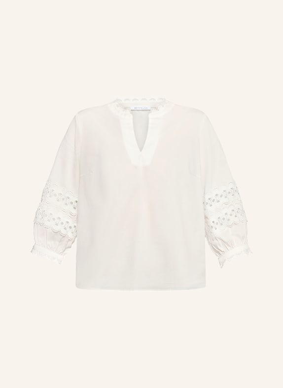 BETTY&CO Chemisier à manches 3/4 avec dentelle ajourée BLANC