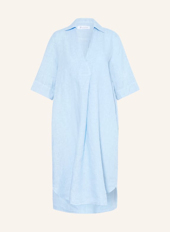 Backstage Lniana sukienka ALBANO z rękawami 3/4 JASNONIEBIESKI