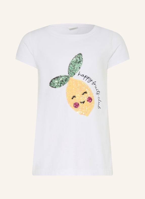 s.Oliver RED T-shirt à paillettes BLANC / JAUNE / GROEN