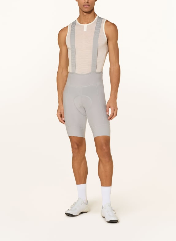 Rapha Pantaloni de ciclism PRO TEAM TRAINING BIB II cu bretele și inserție căptușită GRI / ALB