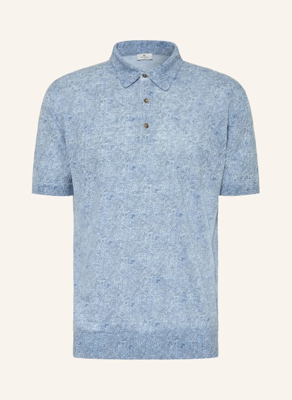 ETRO Strick-Poloshirt Regular Fit aus Leinen HELLBLAU