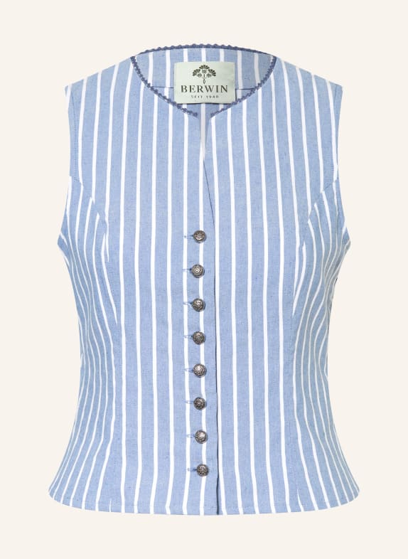 BERWIN & WOLFF Gorset w stylu ludowym z falbanami JASNONIEBIESKI / BIAŁY