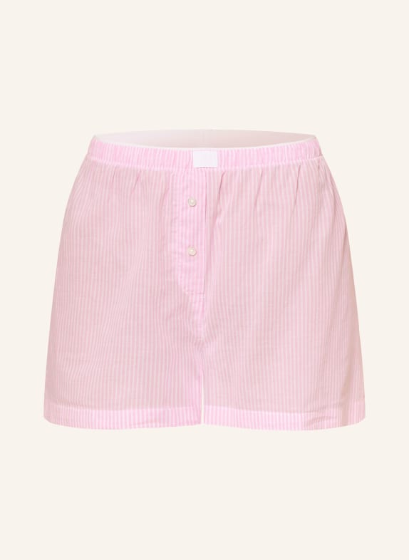 mey Schlafshorts Serie COTTON STRIPES ROSA / WEISS