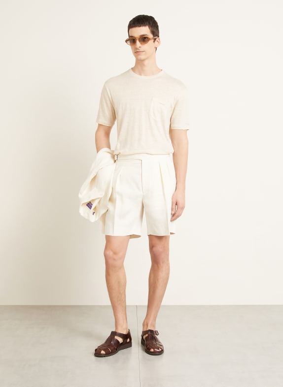 RALPH LAUREN PURPLE LABEL T-shirt en lin MARRON CLAIR