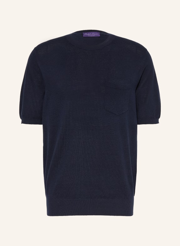 RALPH LAUREN PURPLE LABEL Strickshirt mit Seide DUNKELBLAU