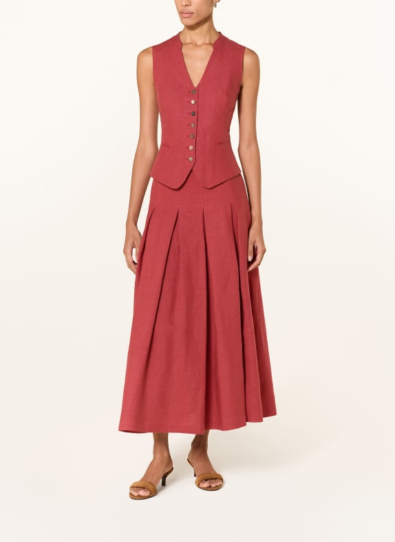 Grasegger VERONIKA Linen Traditional Vest DARK RED