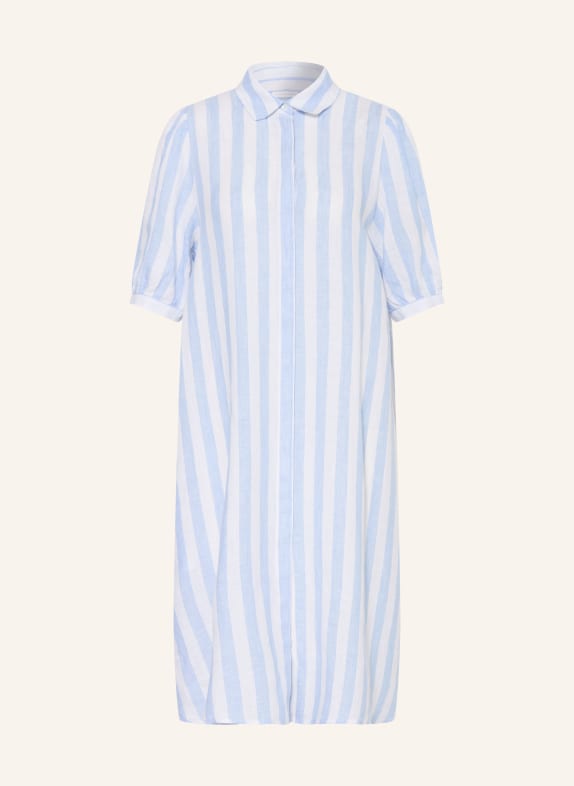 ROBERT FRIEDMAN Robe chemise en lin BLEU CLAIR / BLANC