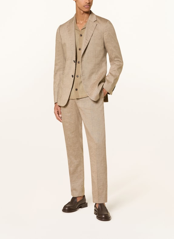 TIGER OF SWEDEN Oblekové kalhoty TENSE Regular Fit s lnem 14G Vintage Beige