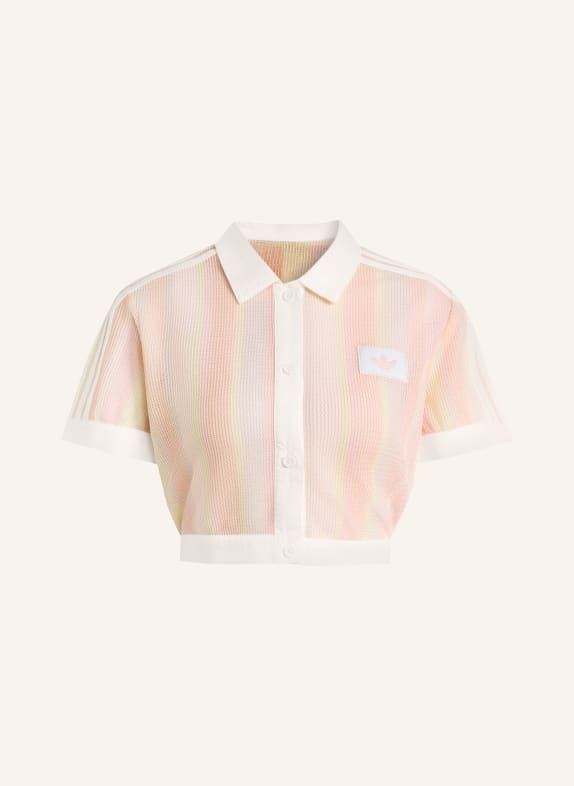 adidas Originals Polo STRIPED CROPPED ROSE CLAIR / JAUNE CLAIR / BLANC