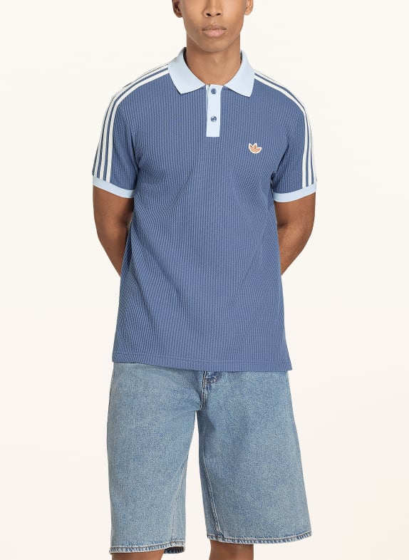 adidas Originals Piqué-poloshirt WAFFLE KNIT BLAUWGRIJS / CRÈME / LICHTBLAUW