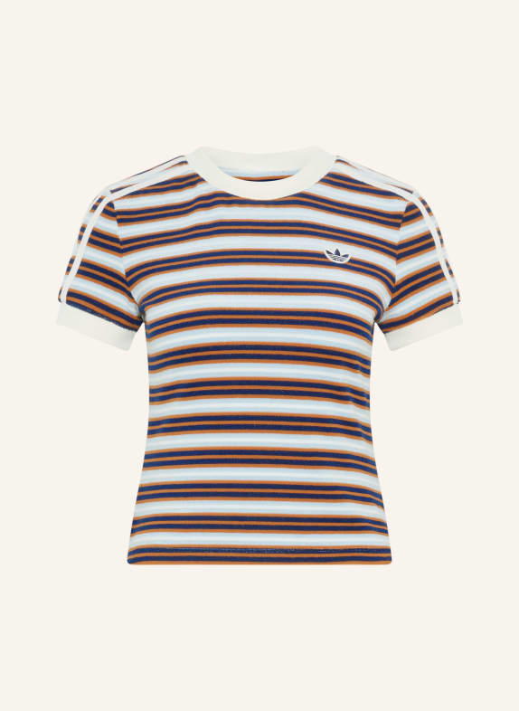 adidas Originals T-Shirt ADIDAS ORIGINALS SUMMER GLOW SLIM STRIPED aus Frottee HELLBLAU / DUNKELORANGE / DUNKELBLAU
