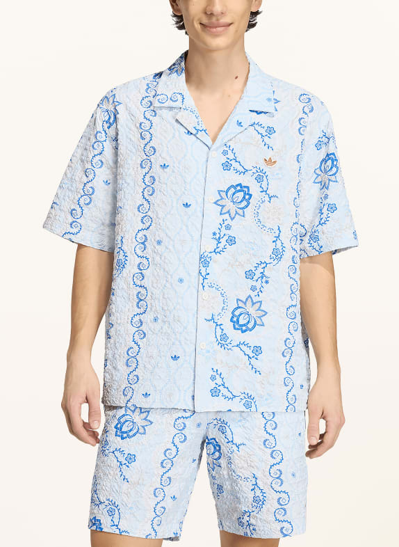 adidas Originals Resorthemd PRINTED SEERSUCKER Comfort Fit HELLBLAU / BEIGE / DUNKELBLAU