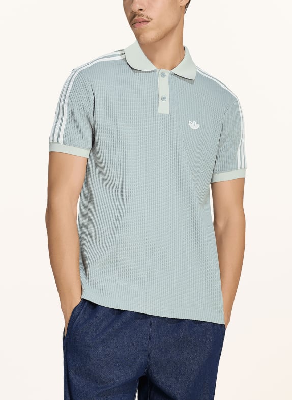 adidas Originals Tricou polo din tricot piqué WAFFLE KNIT MENTĂ / CREM