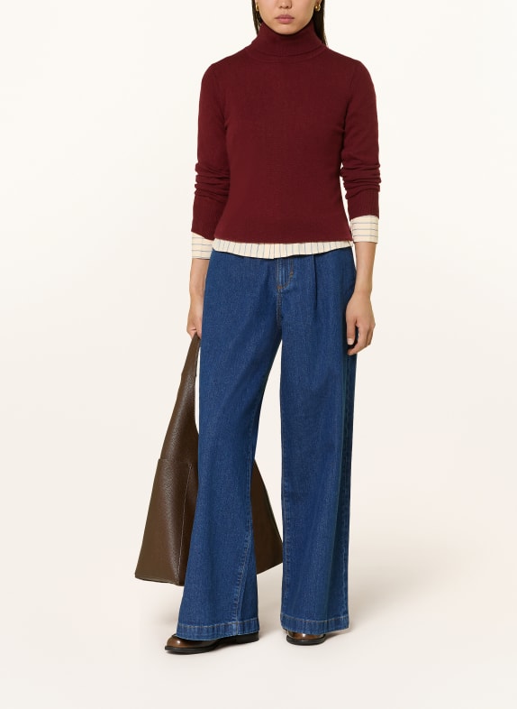 darling harbour Rollkragenpullover aus Cashmere DUNKELROT