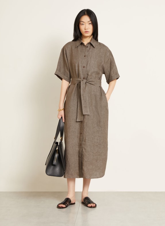 IRIS von ARNIM Hemdblusenkleid SANTALUZ aus Leinen TAUPE
