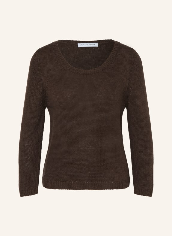 IRIS von ARNIM Pullover DILIA mit Seide und Leinen DUNKELBRAUN