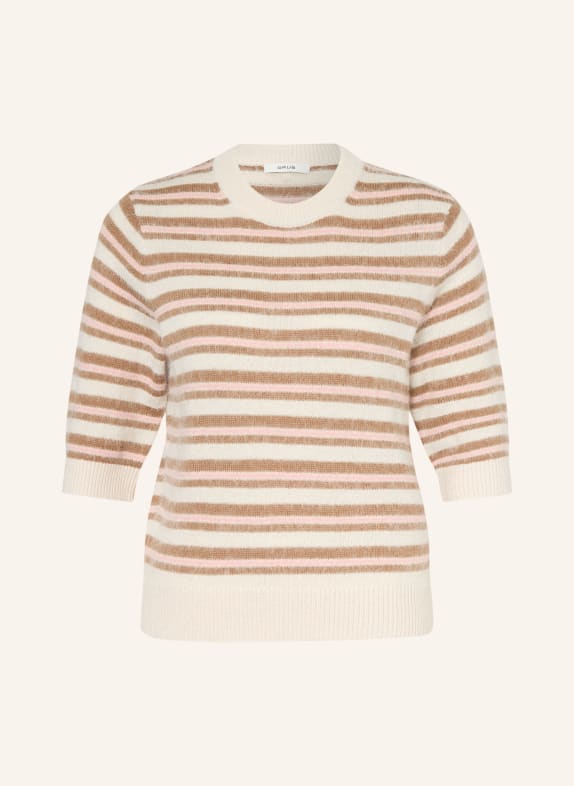 OPUS Gebreid shirt PUVET ROZE / BRUIN / CRÈME