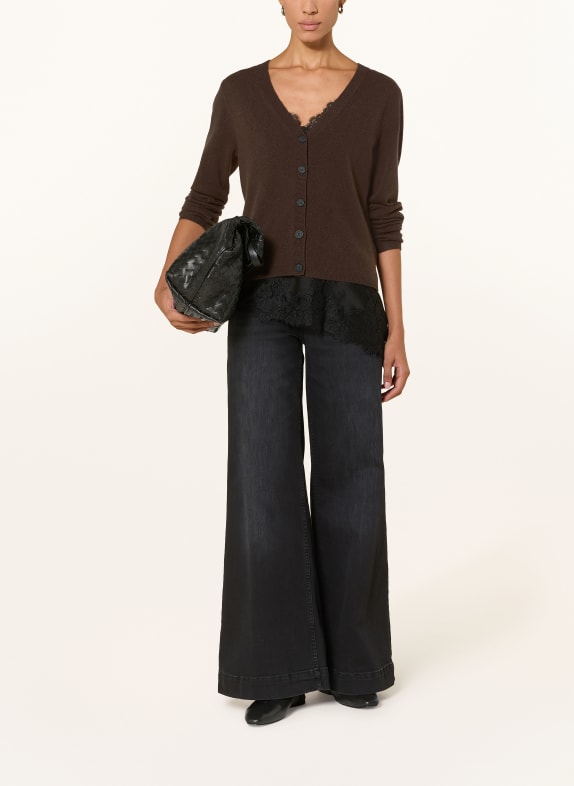 darling harbour Strickjacke aus Cashmere DARK BROWN