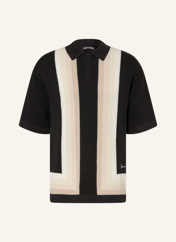 PEGADOR Strick-Poloshirt TELLERO SCHWARZ / CREME