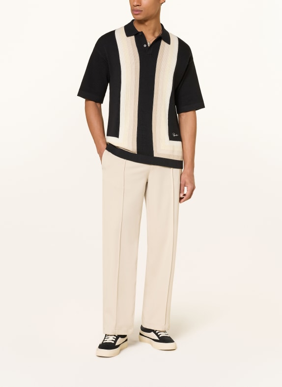 PEGADOR Gebreid poloshirt TELLERO ZWART / CRÈME