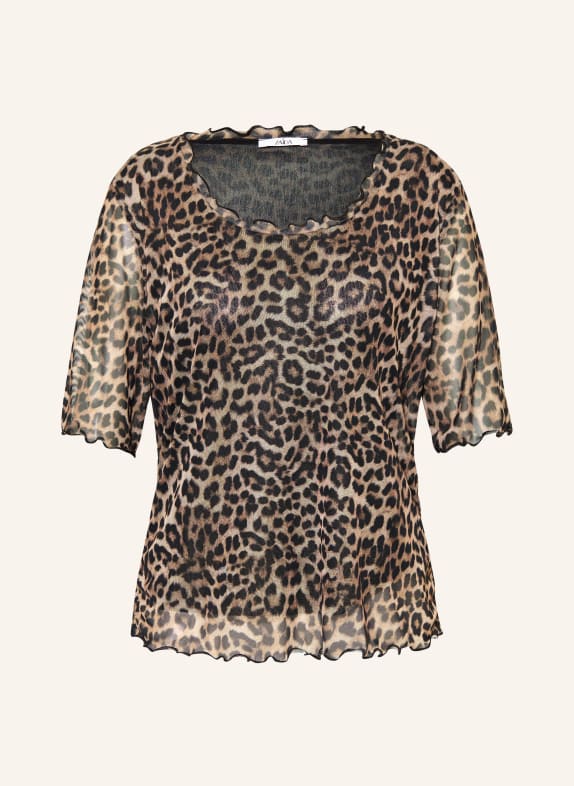 ZAÍDA Blusenshirt aus Mesh BRAUN / SCHWARZ