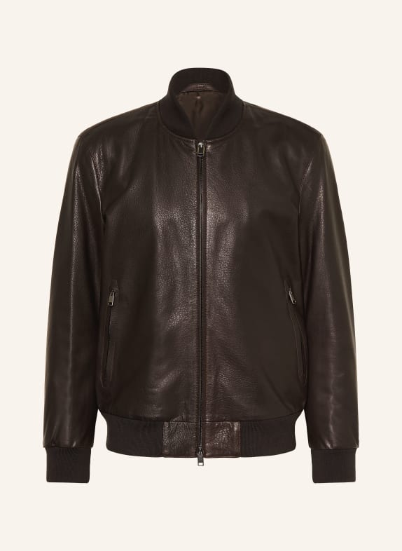 Brioni Lederjacke DUNKELBRAUN