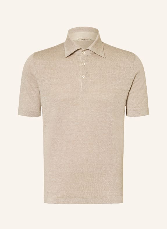 FIORONI Knit polo shirt with linen BEIGE